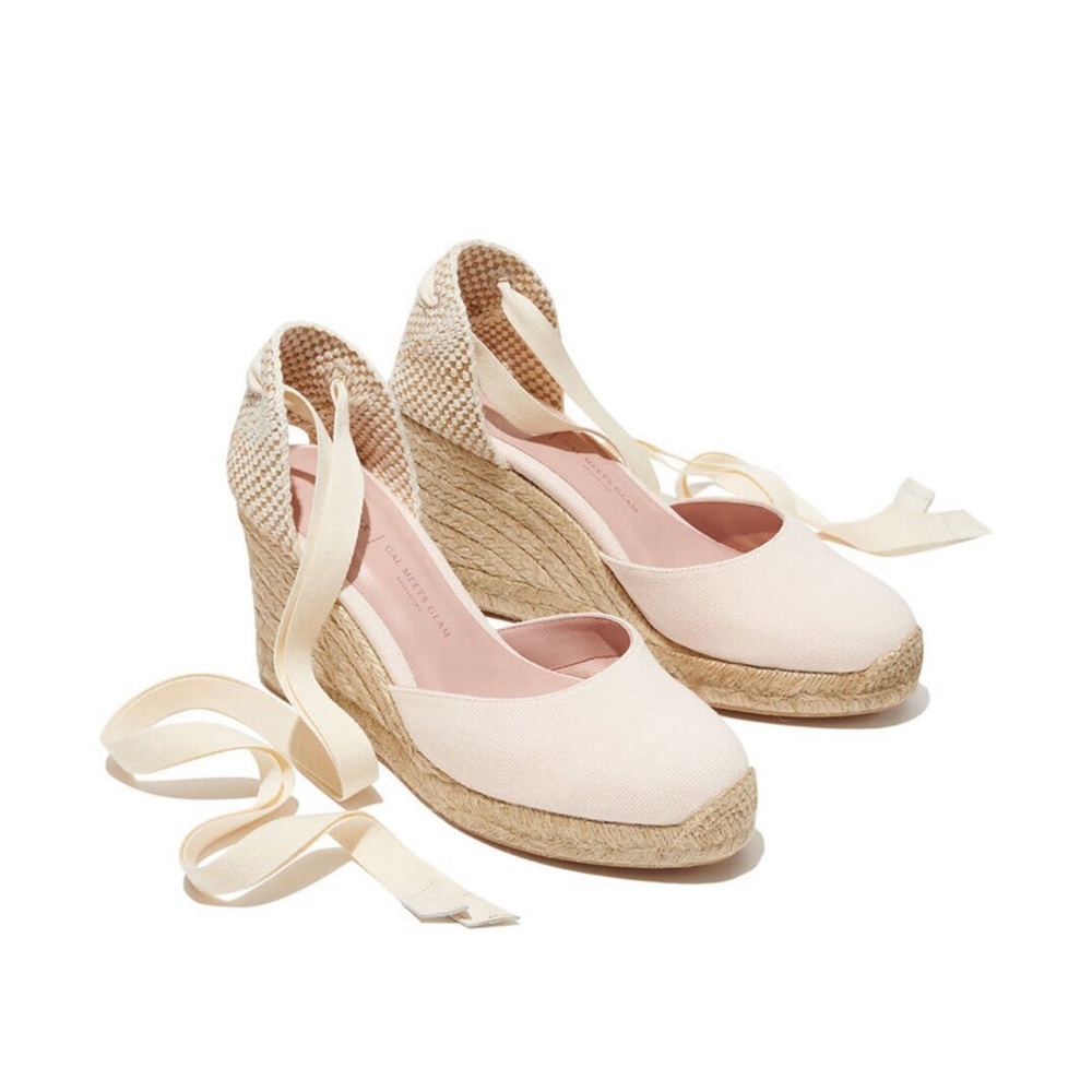 Margaux Cream Espadrille Wedge Sandals with Tan Jute